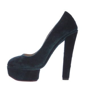 Teal Charlotte Olympia Green Velvet Platform Heels